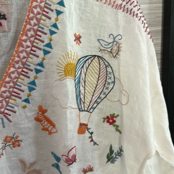 NWOT Johnny Was Pete & Greta linen cream embroidered long sleeve tunic blouse si - Picture 4 of 5